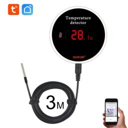 KONLEN Tuya Wifi Temperature Sensor 3m Wire Probe Digital Smartlife Thermometer Smart Home Water Pool Thermostat Remote Alarm