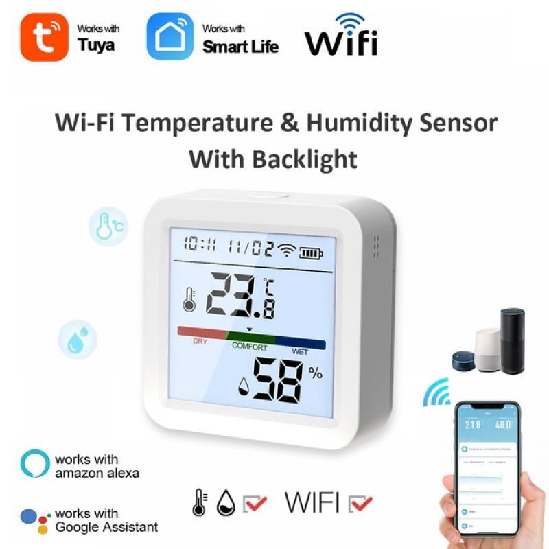 WIFI Temperature And Humidity Sensor Indoor Tuya Smart Hygrometer Thermometer With Backlight LCD Display Support Alexa Google