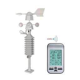 Wireless Anemometer Dual Mount Wind Sensor LCD Weather Station Clock Wind Speed Direction Chill Home Temperature Humidity Meter
