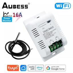 AUBESS Tuya Smart Home WiFi/RF Switch With Temperature Sensor Smart Thermostat Built-in Power Monitor For Alexa Google Assistant