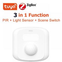 Tuya Zigbee Mini Human Motion Movement Body PIR Sensor With Light Sensor Scene Switch Function Smart Life Home Security