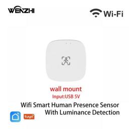 ZigBee Wifi MmWave Human Presence Motion Sensor With Luminance/Distance Detection 5/110/220V Tuya Smart Life Home Automation