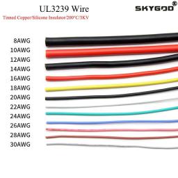 2M/5M UL3239 Silicone Wire Tinned Copper 32 30 28 26 24 22 20 18 16 14 12 10 8 AWG  3KV DIY LED Electronic Cable