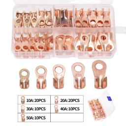 70pcs Copper Battery Cable Connector Terminal Open Lugs Wire Terminals OT 10/20/30/40/50A