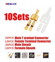 10/30/50Sets One Female And Two Male 4.0 Bullet Terminal Electrical Wire Connector Diameter Male Female 1:2 Transparent Sheath