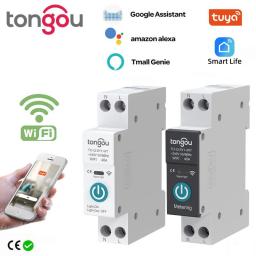 TUYA WIFI Smart Circuit Breaker Power Metering 1P 63A DIN Rail For Smart Home Wireless Remote Control Smart Switch By APP TONGOU