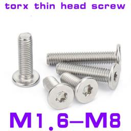 5-100pcs CM M1.6 M2 M2.5 M3 M4 M5 M6 M8 304 A2 Stainless Steel Torx Six-Lobe Ultra Thin Flat Wafer Head Screw Bolt Length=2-50mm