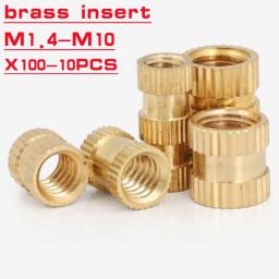 10-100pcs Injection Molding Brass Insert Nut M1.4 M2 M2.5 M3 M4 M5 M6 M8 M10 1/4-20UNC  Brass Round Knurled Thread Inserts Nuts