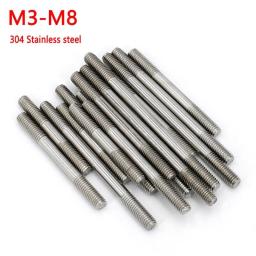1pc Double End Thread Rod M3 M4 M5 M6 M8 304 A2 Stainless Steel Headless Stud Bolts Screw Rod Tooth Stick Dual Head Threaded Bar