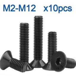 10pcs/lot Hexagon Socket Flat Countersunk Head Screw Bolts Carbon Steel M2 M2.5 M3 M4 M5 M6 M8 M10 M12 Machinery Screw DIN7991