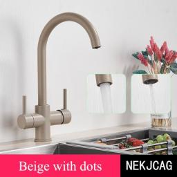 Black Purified Water Kitchen Faucet Hot Cold Mixer Pure Water Filter Faucet Drinking Water Tap Deck Mounted Dual Handles Crane