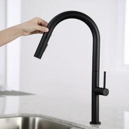 Pull Type Kitchen Faucet Wiredrawing Black Kitchen Sink Cold And Hot Faucet 360 Degree Rotating Kitchen Mixing Faucet