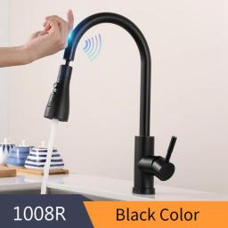 Black Smart Touch Kitchen Faucets Crane For Sensor Kitchen Water Tap Sink Mixer Rotate Touch Faucet Sensor Water Mixer WF-1008