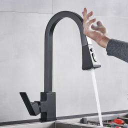 Smart Kitchen Faucet Pull Out Sink Tap Single Hole Handle Swivel 360 Degree Hot Cold Water Mixer Tap Bathroom Water Tap Crane