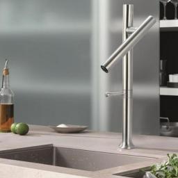 Kitchen Basin Faucet 304 Stainless Steel Mixer Water Cold &Hot Single Handle 360 Rotation Ceramic Valve Core