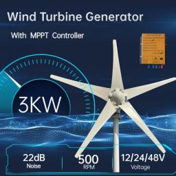 3000w Vertical Axis Wind Turbine 48V Alternative Energy Generator 220v AC Output Household Complete Kit With Controller Inverter