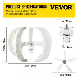 VEVOR Vertical Axis Wind Turbine 12V 100W/400W/600W Alternative Energy Generator VAWT Small Windmill Free Energy With Controller