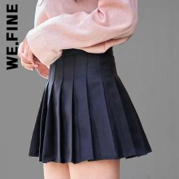 We.Fine Women'S Short Skirt Pleated High Waist Tennis Y2k Skirt With Shorts Solid Casual ZipperA Line Mini Skirts For Girls
