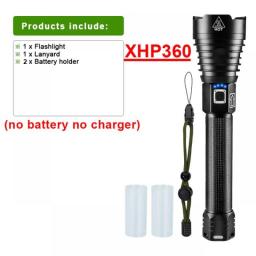 XHP360 Led Flashlight 18650 Rechargeable Torch Usb Powerful Tactical Flash Light Zoomable Hunting Lantern Waterproof Hand Lamp