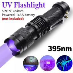 UV LED Flashlight 365/395nm Portable Ultraviolet Torch Light Zoomable Inspection Lamp Pet Urine Scorpion Stain Detector Lamps