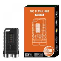 BORUiT V3 LED Keychain Portable Flashlight Work Light Type-C Rechargeable Mini Torch With Magnet UV Camping Pocket Lantern