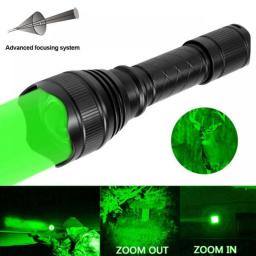 500 Yards T21 Professional Green Red Hunting Flashlight Tactical 1-Mode Zoom Torch USB Rechargeable Hog Predator Varmint Lantern