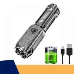 Super Bright Mini  Portable Flashlight USB Rechargeable Multi-function Zoom Torches Mini Flashlight Waterproof Camping Light
