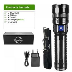 Lighting 600㎡ High Power Led Flashlights Military Tactical Lantern Usb Rechargeable Flashlight Ultra Powerful Led Torch Lamp