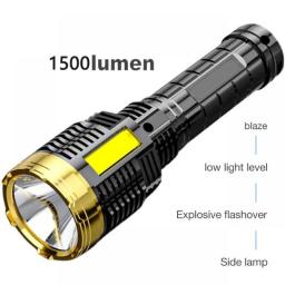 LED Flashlight Portable USB Charging P90 Flash Light Torch Lantern Camping 4 Lighting Modes Lamp EDC Light Mini Led Flashlight