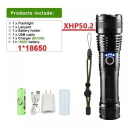 2023 Newest White Laser LED Flashlight Super Powerful Torch Light Rechargeable Flashlight Long Shot High Power Hand Lamp Camping