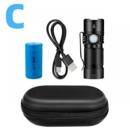 Mini Torch LED Rechargeable Flashlight USB Torch Rechargeable 5 Lighting Mode Camping Lamp