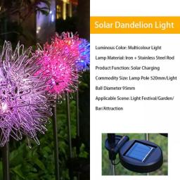 LED Solar Lamp Outdoor Garden Decoration Dandelion Holiday Light IP65 Waterproof Street Garland String Light For Home Fairy Lamp