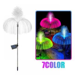 Double Solar Jellyfish Light 7 Colors Solar Garden Lights Led Fiber Optic Lights Outdoor Waterproof Decor Lamp For Lawn Patio