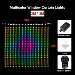 Smart LED RGB ColorRGB, Smart Curtain String Light Bluetooth APP Control Christmas Fairy Light DIY Picture Display Garland Decor