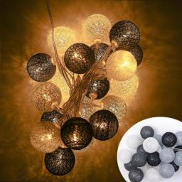 20LED 2M Cotton Ball String Lights Garland Fairy Light String Ball For Wedding Xmas Party Decoration Home Bedroom Christmas Lamp