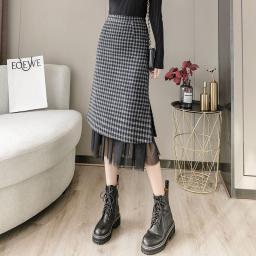 Woolen Half Length Skirt For Women In Autumn And Winter 2022, New Plaid, Westernized, Small, A Figure, Hip Wrap, Medium Length S