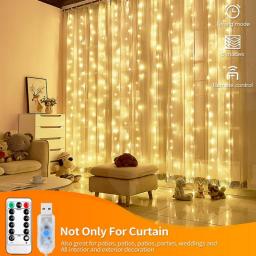 Curtain LED 3x3m 300led String Light USB Fairy Icicle Copper Wire Remote Control Christmas Wedding Garden Window Outside