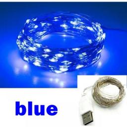 10Pcs 20M USB LED String Lights Copper Silver Wire Garland Light Waterproof Fairy Lights For Christmas Wedding Party Decoration