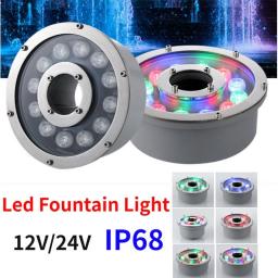 LED Colorful Fountain Pool Light RGB Waterproof IP68 Underwater Lamp 12V/24V 3W/6W/9W/12W/18W/24W Swimming Pool Landscape Lamp