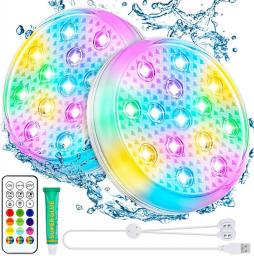 Rechargeable Underwater Submersible Pool Lights With Remote IP68 Waterproof Color Changing Led Floating Lights For Hot Tub Bath