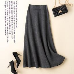 100Percent Pure Cashmere Skirt Women's Mid-Length Autumn And Winter High Waist A- Line Expansion Skirt Korean Style Wool Extra Thick