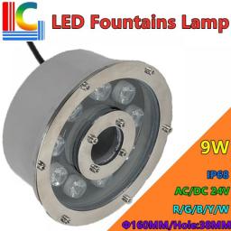 9W 12W 24W 36W LED Fountain Lamp 24V IP68 Round Underwater Lights DMX512 Colour Swimming Pond Lamps Single Color LED Pool Light