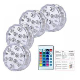 Pool Diving Lights With Remote Control Waterproof 10 LEDs Colorful Battery Operated Underwater Lamp Pool Decoration