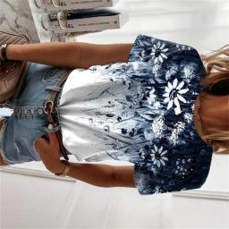 New Outdoor Clothing Summer 3D Flower Fashion Women's T-shirt Printing Casual Top T-shirt Women's T-shirt Y2k