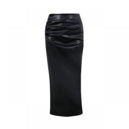 YY21098 Temperament Commuter Bright Leather Skirt Back Slit Sexy High Waist Wrapped Hips To Show Thin Fashion Skirt