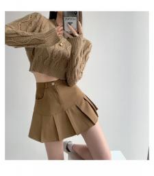 College Style Retro Spicy Girl High Waist Appear Thin Pleated Skirt Women Spring And Autumn Grey Half-body Fishtail Skirt Trend