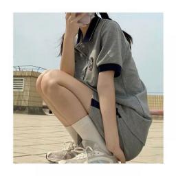Women 2 Pieces Sets Preppy Style Vintage Young Ladies Suits Kawaii Polo + Shorts New Korean Fashion Students Outfits 2023 Summer