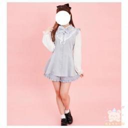 2023 Spring Autumn New Bow Lace Elegant Outfits Long Sleeve Shirt Casual Shorts Suit Lolita Style Sweet Two-Piece Set For Women