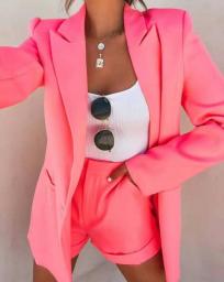 2023 Summer And Autumn Tops Shorts Suit Suit Sexy Temperament Women's Fashion Casual Lapel Cardigan Two-piece Set