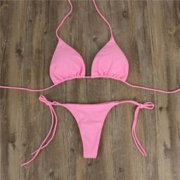 Sexy Bikini Women Split Swimsuit Push-Up Bra Bikini Set 2 Piece Solid Swimwear Bathing Suit Swimming Suits Removable Chest Pad